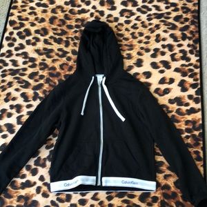 a calvin klein zip up hoodie and joggers